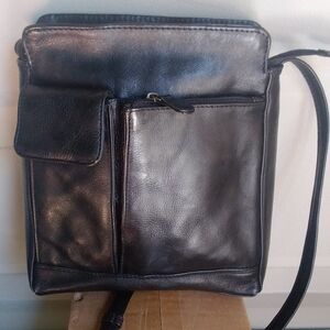 Vintage Leather Crossbody Bag Purse Travel Organizer 90s 00s Made In India